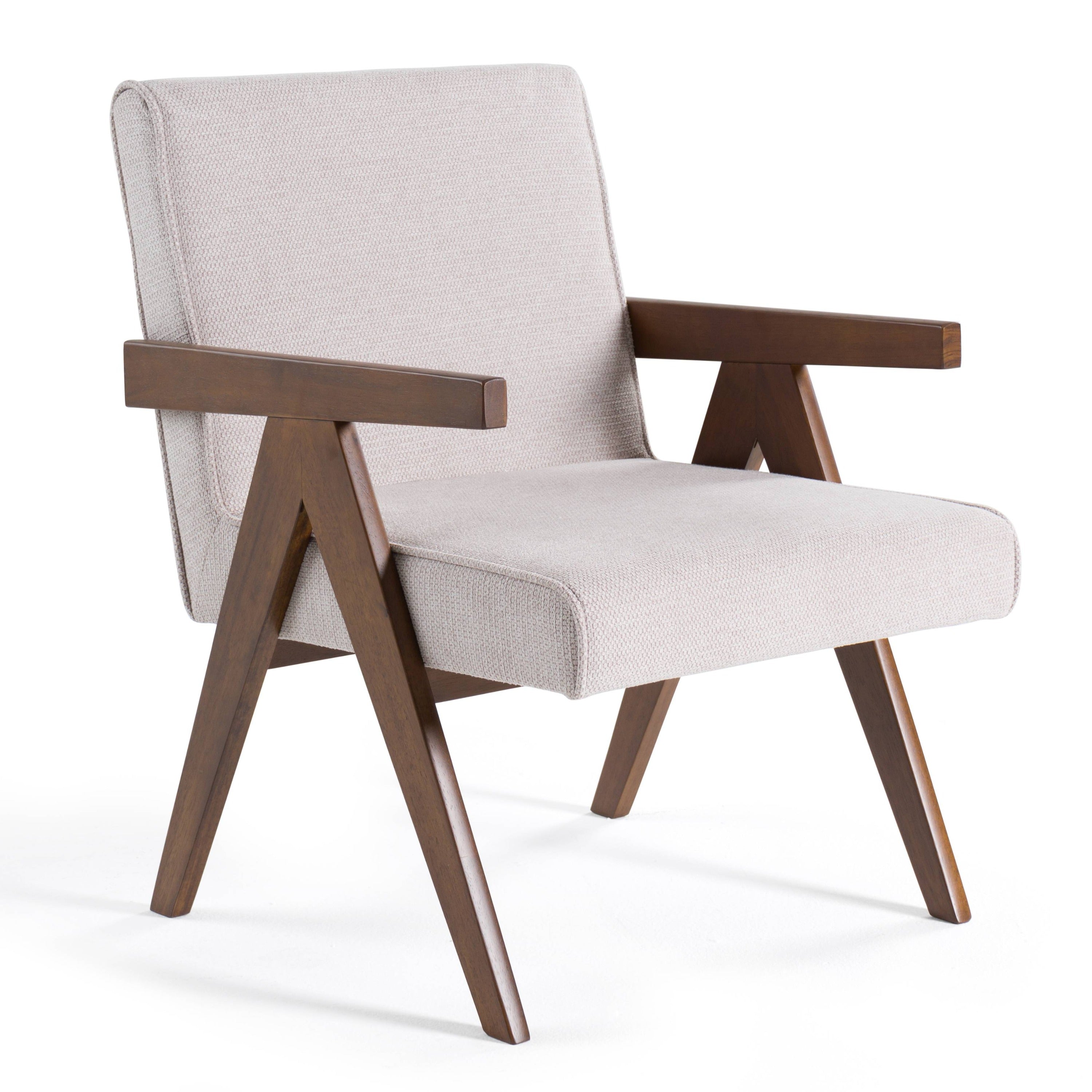Joseline - Modern Beige Fabric + Walnut Accent Chair (Set of 2) - image 3