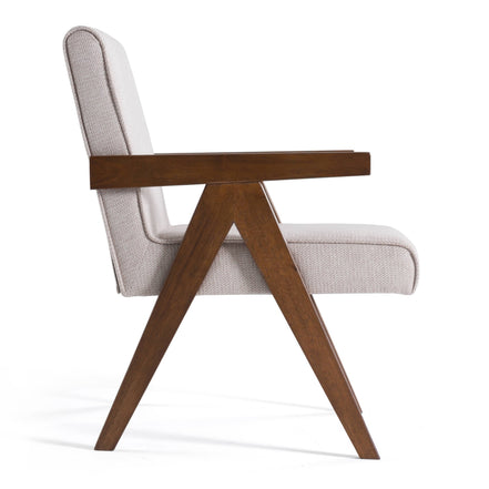 Joseline - Modern Beige Fabric + Walnut Accent Chair (Set of 2) - image 4