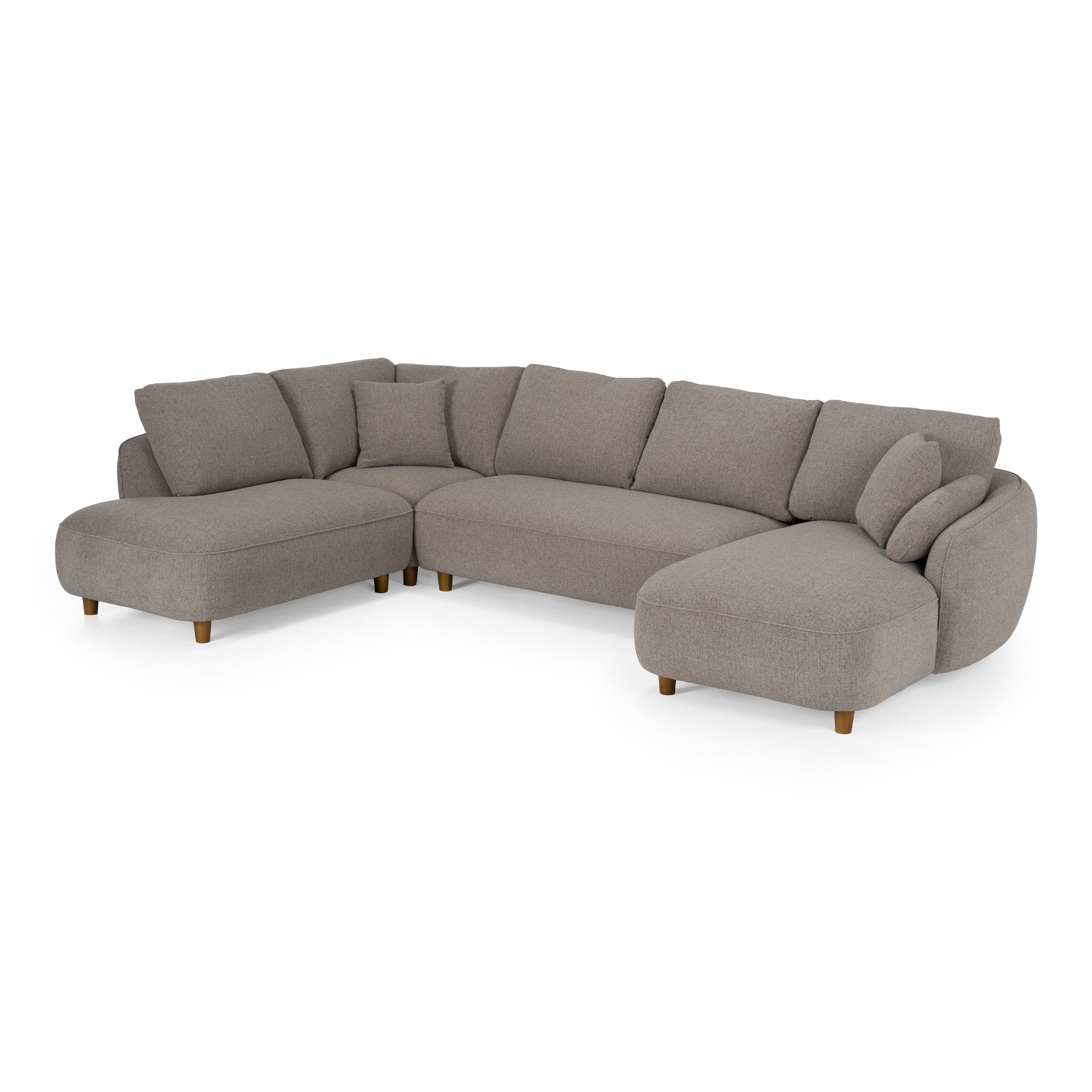 Joslin - Modern Grey Fabric U-Shaped Sectional Sofa - image 4