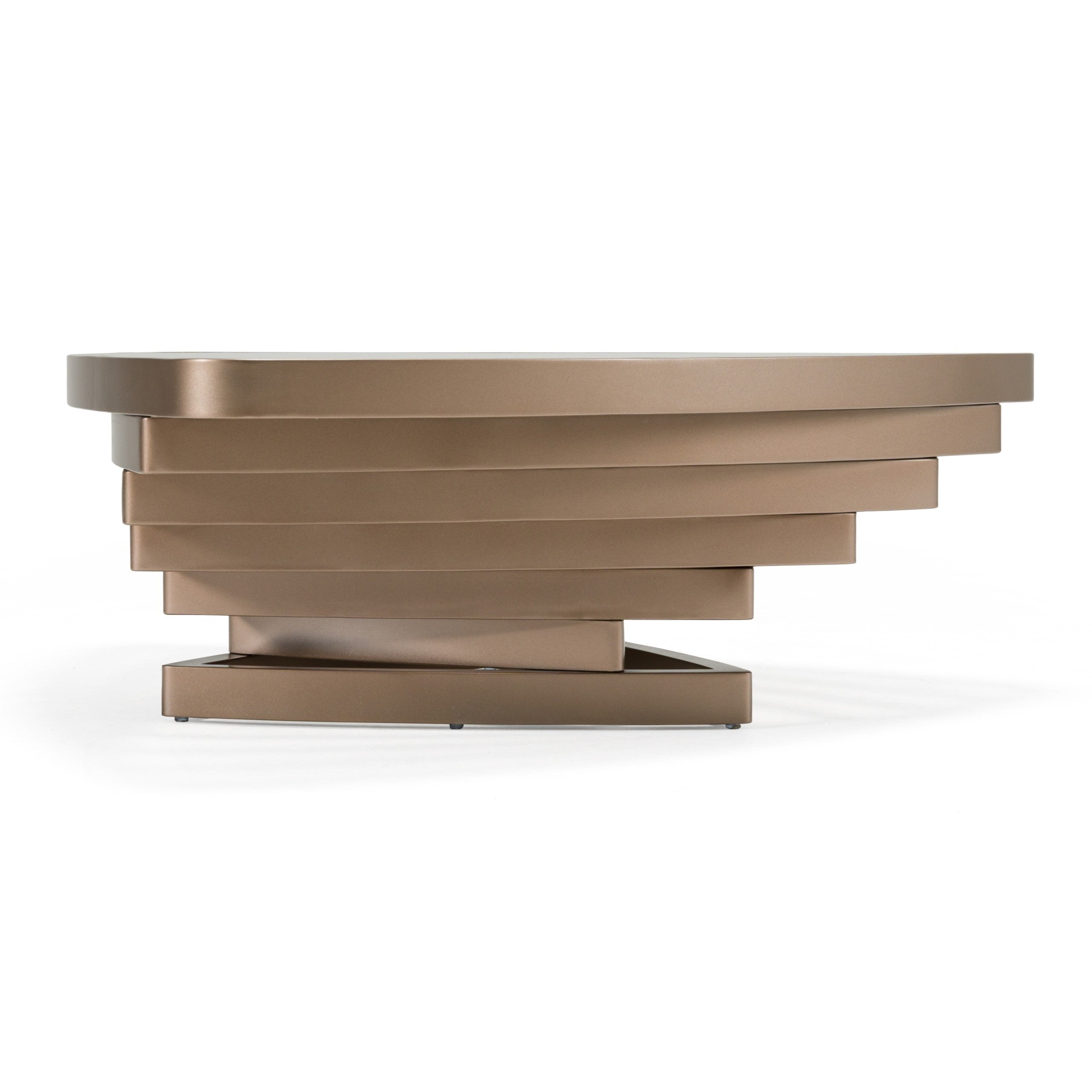 Jovial - Contemporary Brown Glass + Dark Gold Coffee Table - image 3