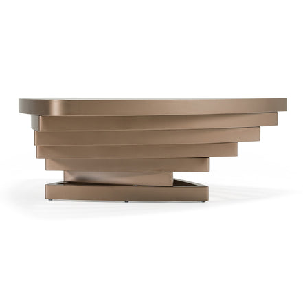 Jovial - Contemporary Brown Glass + Dark Gold Coffee Table - image 3