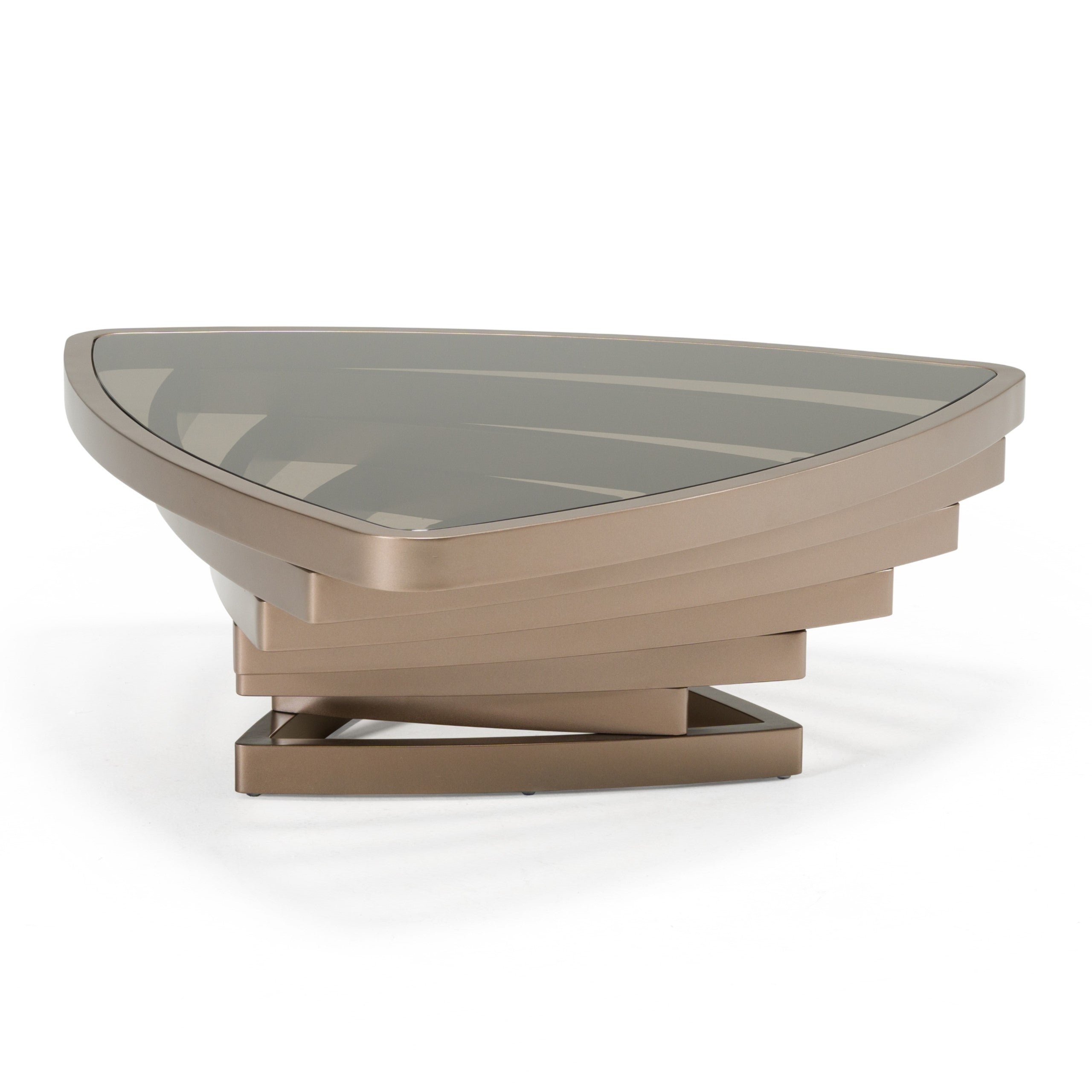 Jovial - Contemporary Brown Glass + Dark Gold Coffee Table - image 4