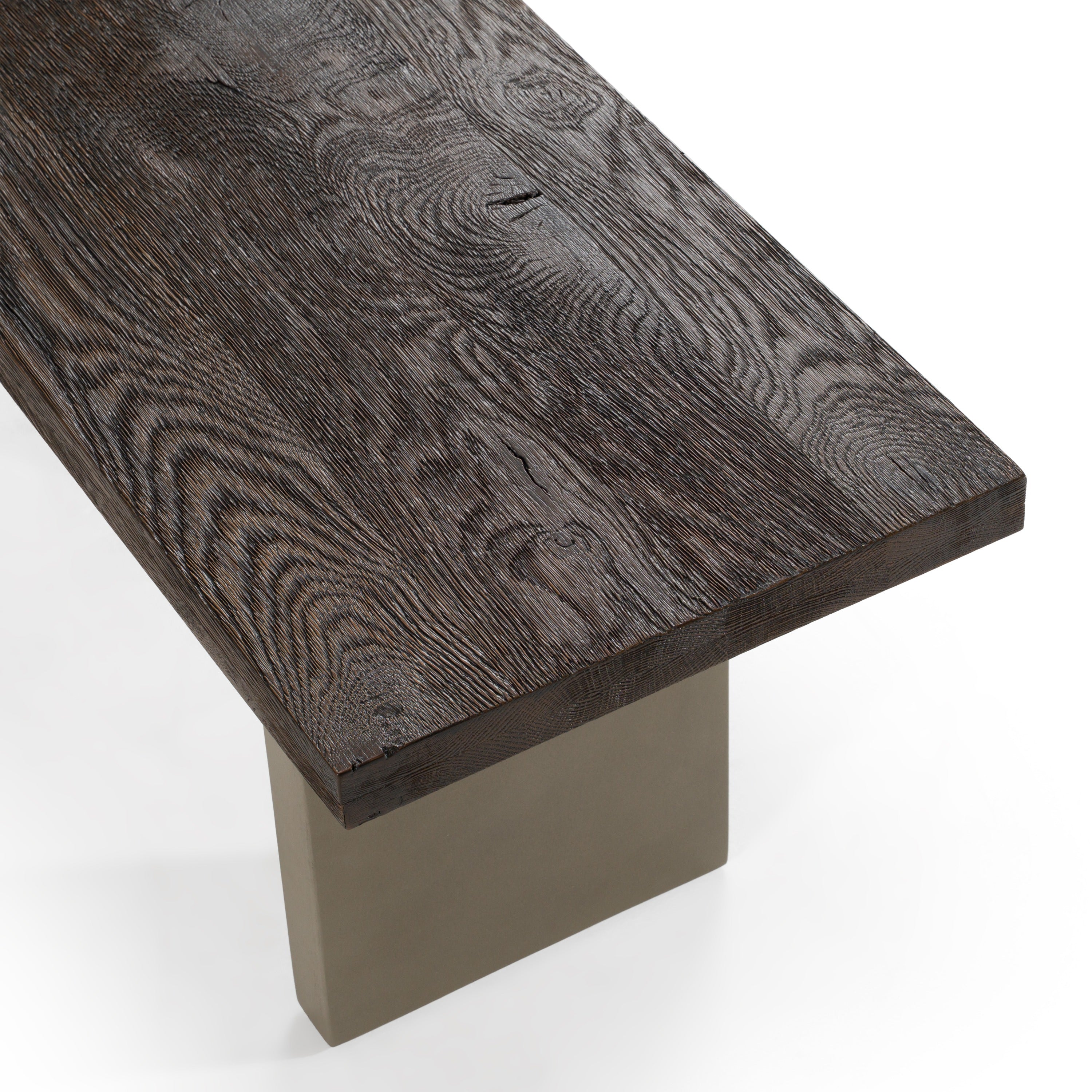 June - Modern Dark Grey Concrete & Walnut Dining Bench - image 4
