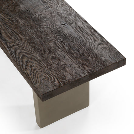 June - Modern Dark Grey Concrete & Walnut Dining Bench - image 4