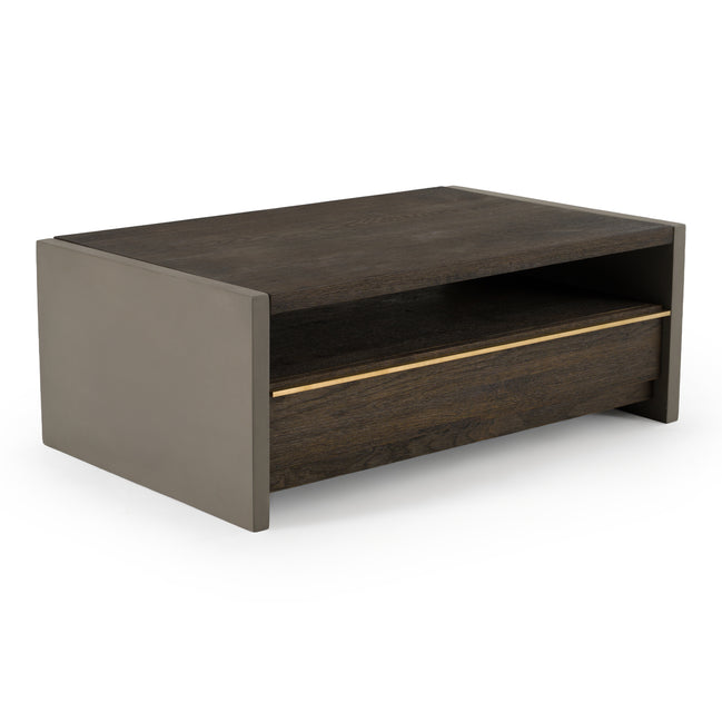 June - Modern Dark Grey Concrete & Walnut Coffee Table