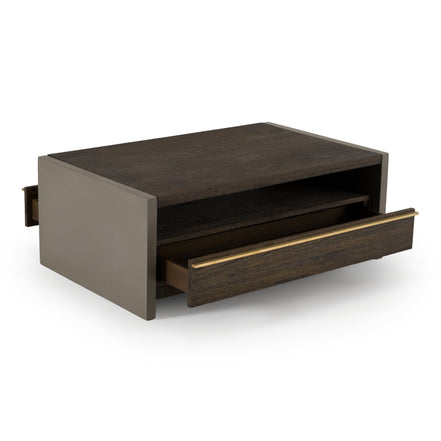 June - Modern Dark Grey Concrete & Walnut Coffee Table - image 2