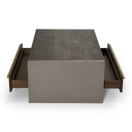 June - Modern Dark Grey Concrete & Walnut Coffee Table - image 3