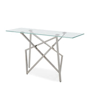 Hawkins Modern Glass & Stainless Steel Console Table