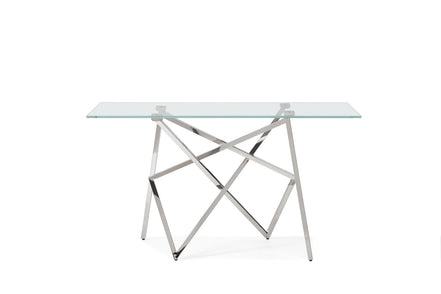 Hawkins Modern Glass & Stainless Steel Console Table - image 3