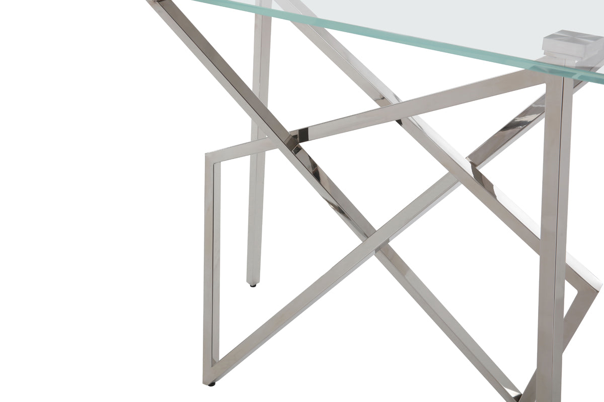 Hawkins Modern Glass & Stainless Steel Console Table - image 2