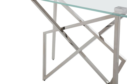 Hawkins Modern Glass & Stainless Steel Console Table - image 2