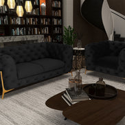 Quincey - Transitional Black Velvet Loveseat