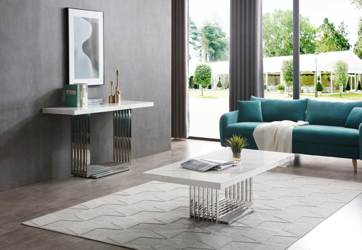 Kingsley Modern Marble & Stainless Steel Console Table - image 2
