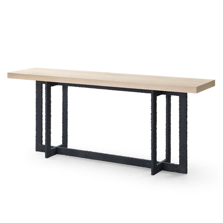 K8963 - Natural Oak + Black Metal Console Table - image 3