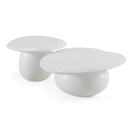 Kalvin - Modern Ivory Concrete Nesting Coffee Table Set