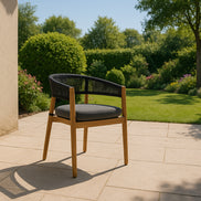 Kamari - Outdoor Grey Olefin Fabric + Teak Dining Chair (Set of 2)