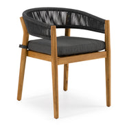 Kamari - Outdoor Grey Olefin Fabric + Teak Dining Chair (Set of 2) - image 2
