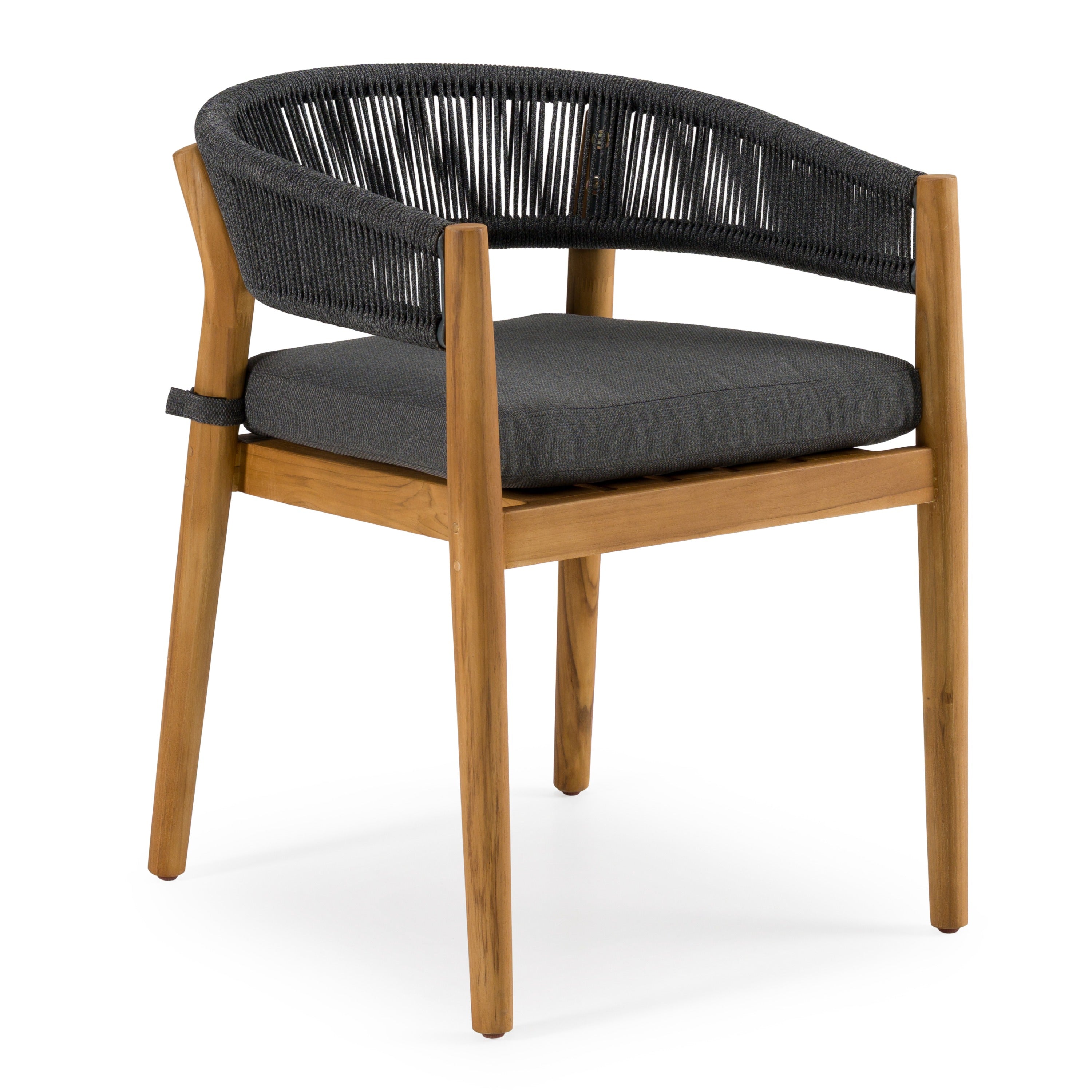 Kamari - Outdoor Grey Olefin Fabric + Teak Dining Chair (Set of 2) - image 2