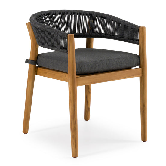 Kamari - Outdoor Grey Olefin Fabric + Teak Dining Chair (Set of 2) - image 2