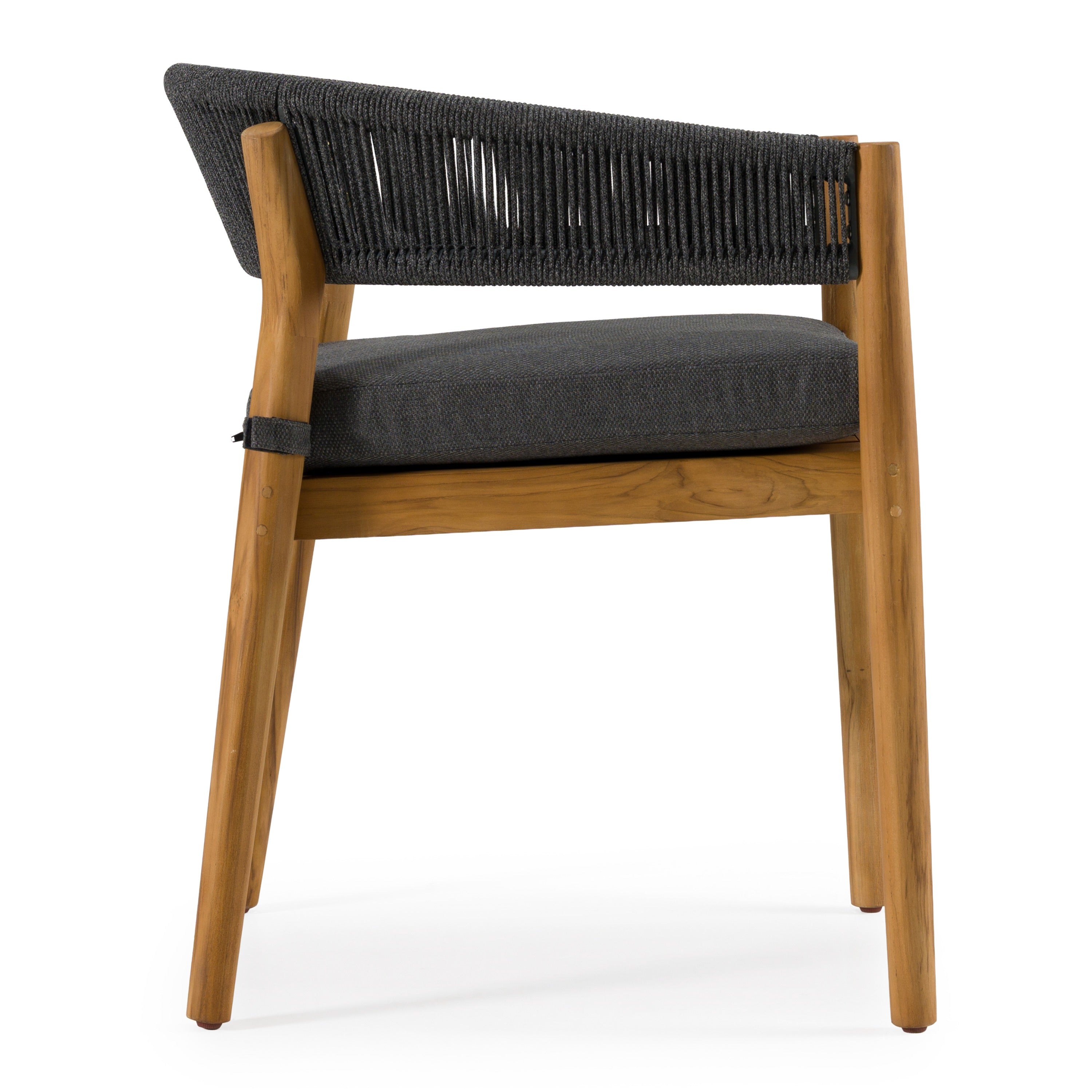 Kamari - Outdoor Grey Olefin Fabric + Teak Dining Chair (Set of 2) - image 3
