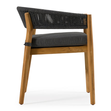 Kamari - Outdoor Grey Olefin Fabric + Teak Dining Chair (Set of 2) - image 3