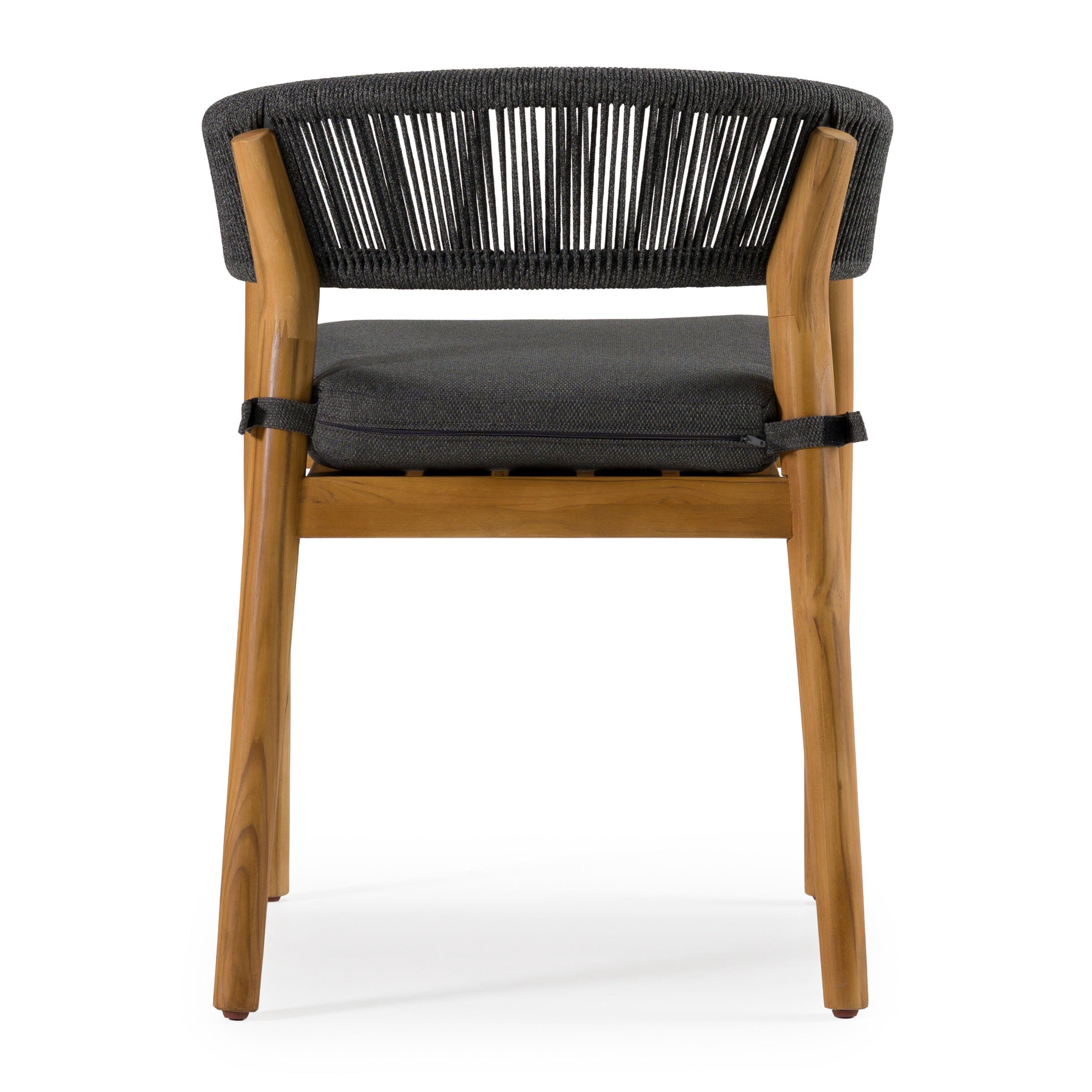 Kamari - Outdoor Grey Olefin Fabric + Teak Dining Chair (Set of 2) - image 4
