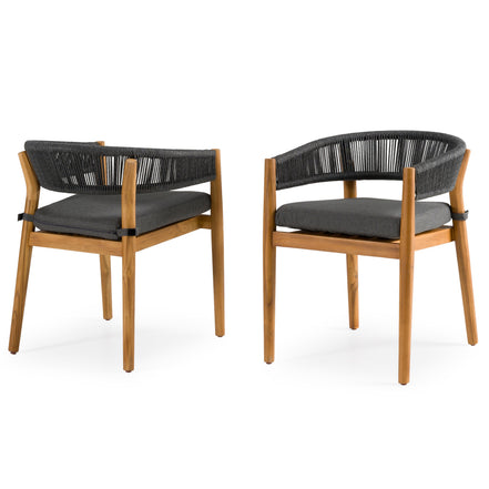 Kamari - Outdoor Grey Olefin Fabric + Teak Dining Chair (Set of 2) - image 5