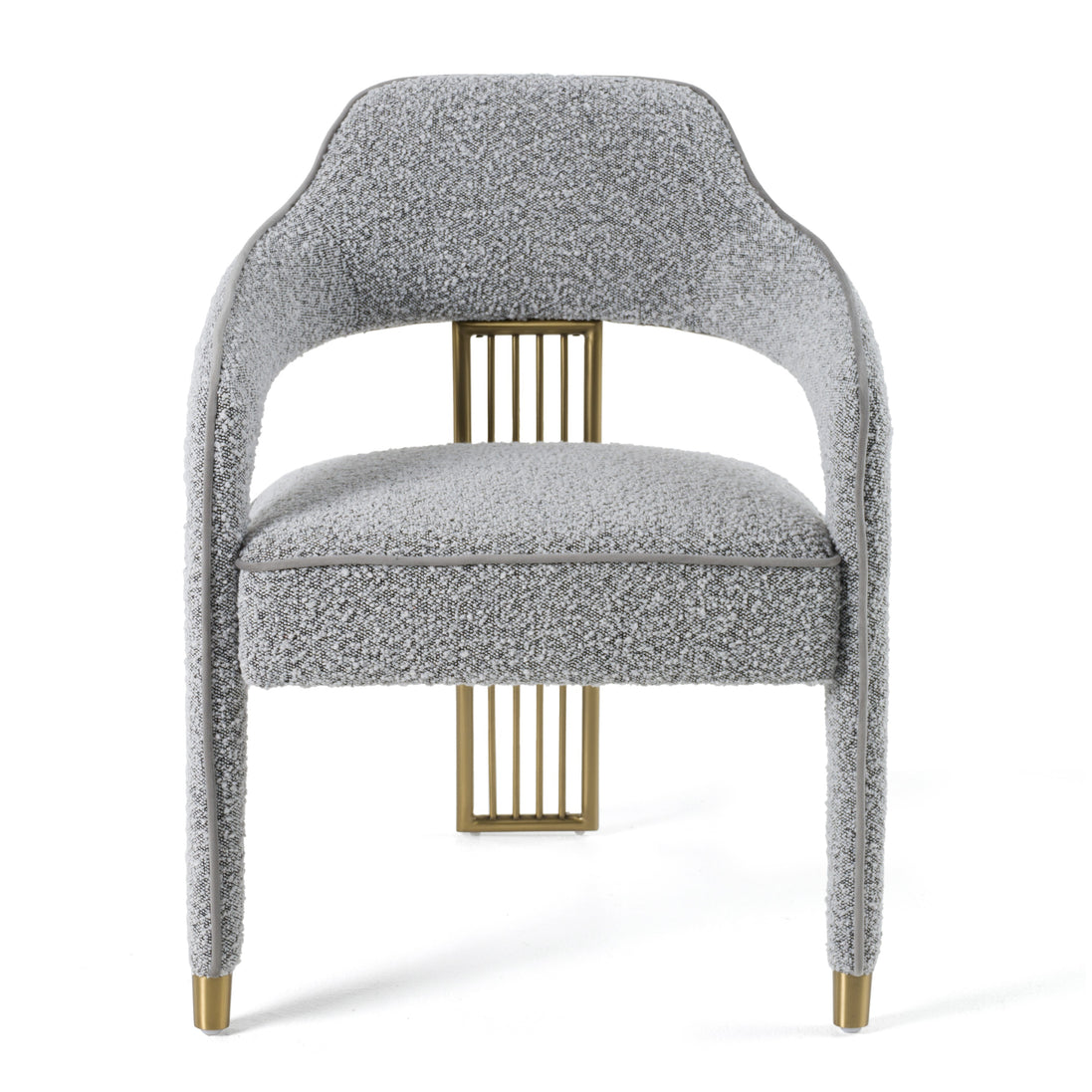 Kasem - Modern Grey Fabric + Gold Dining Chair