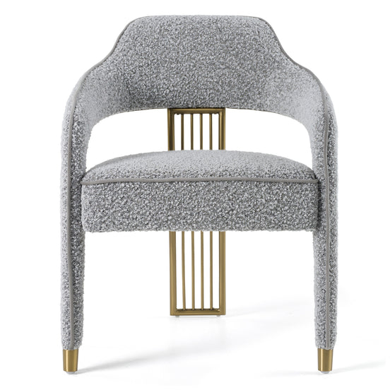 Kasem - Modern Grey Fabric + Gold Dining Chair - image 2