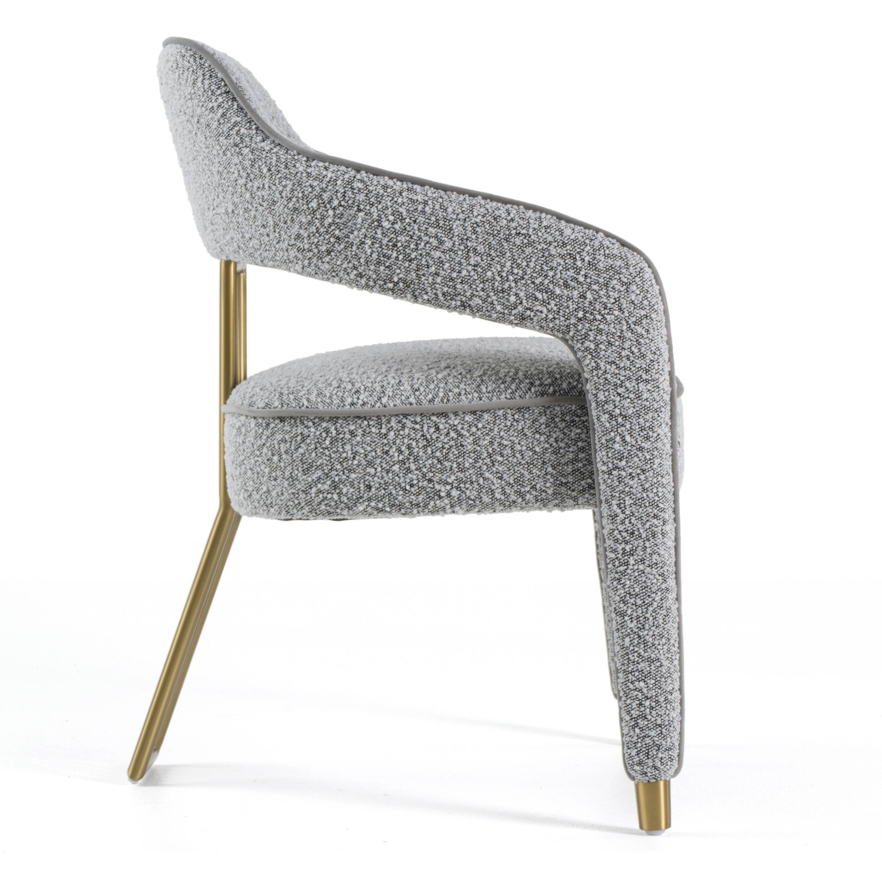 Kasem - Modern Grey Fabric + Gold Dining Chair - image 3
