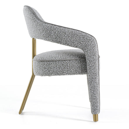 Kasem - Modern Grey Fabric + Gold Dining Chair - image 3
