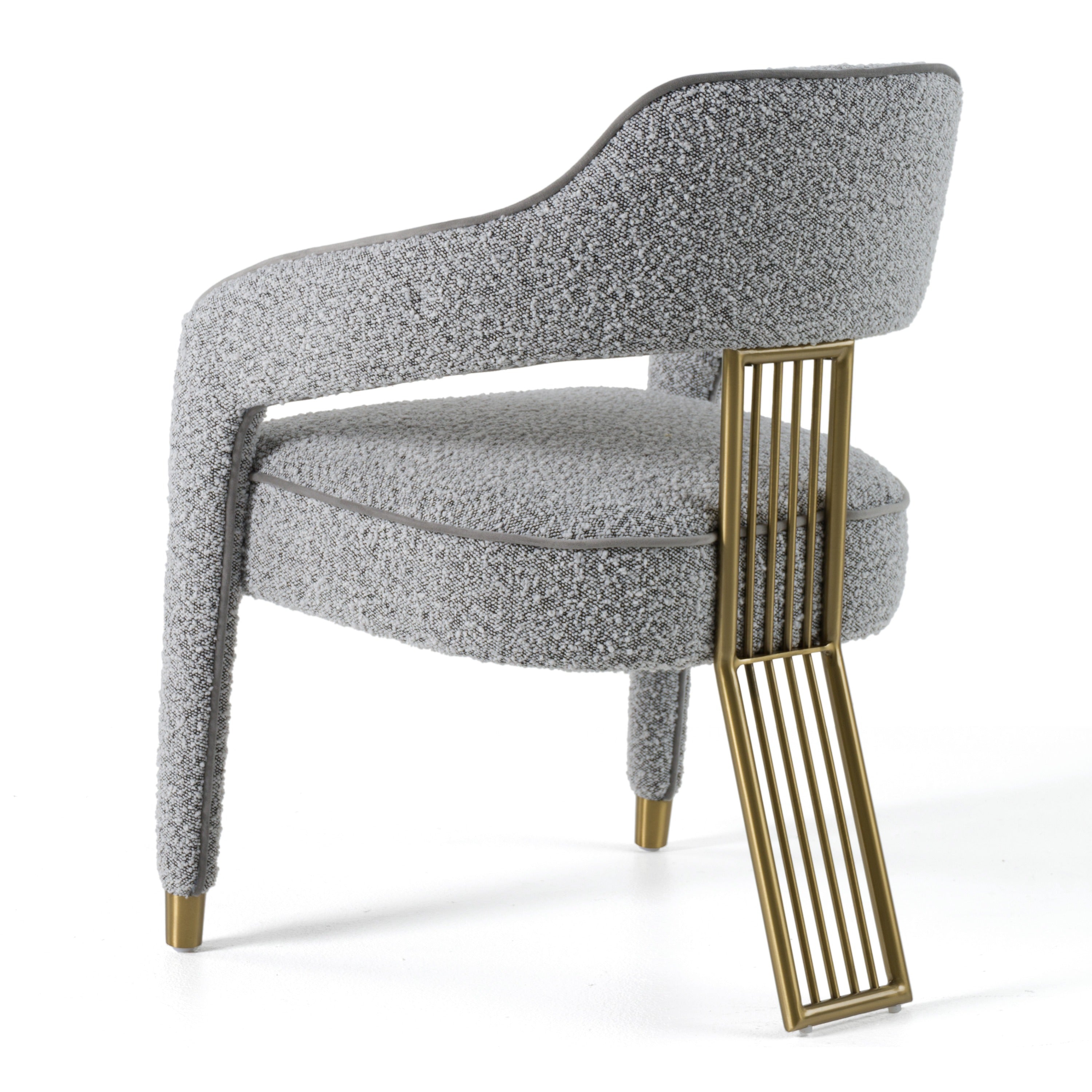 Kasem - Modern Grey Fabric + Gold Dining Chair - image 5