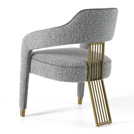 Kasem - Modern Grey Fabric + Gold Dining Chair - image 5