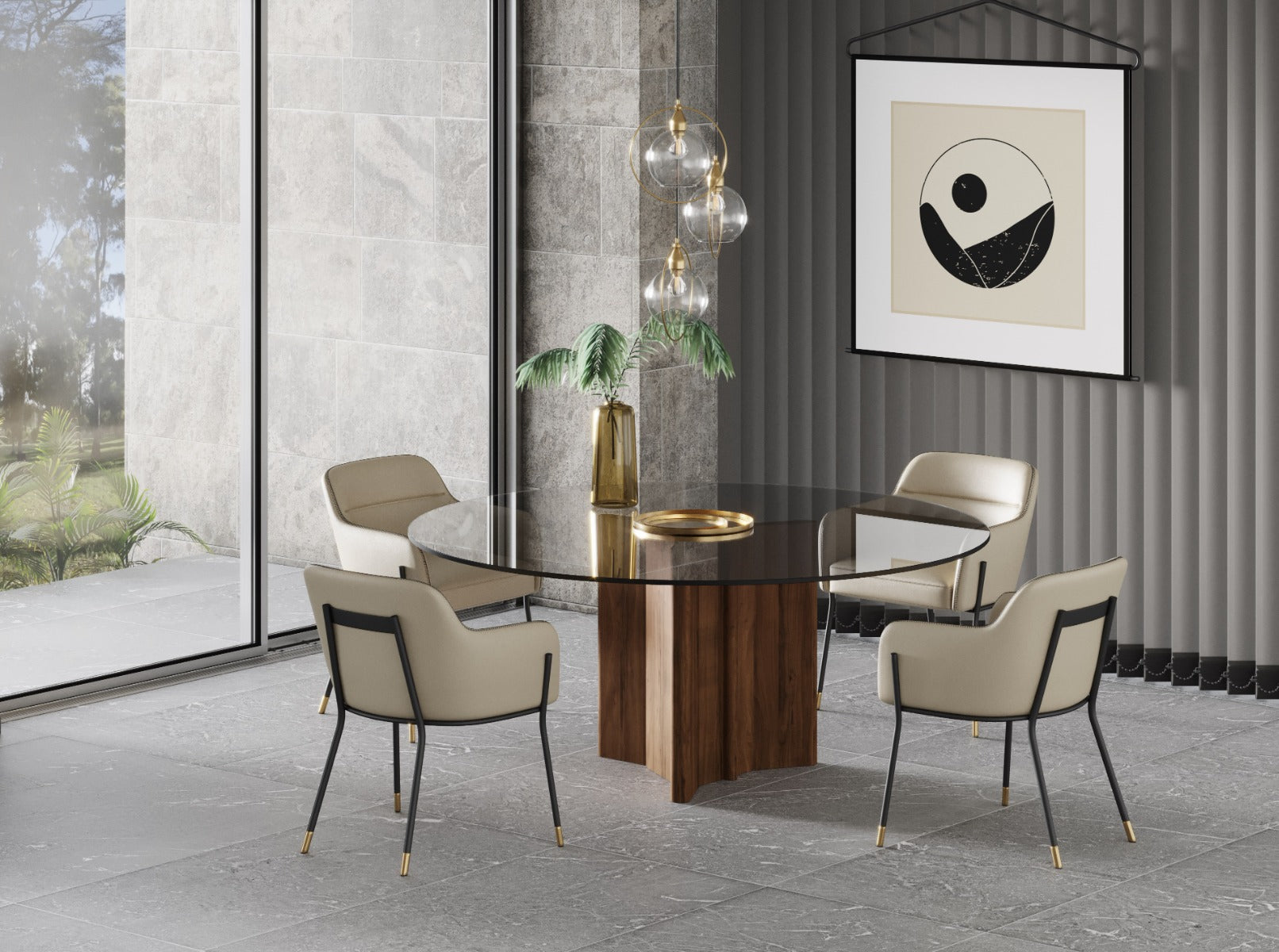 Kaye - Modern Walnut + Glass 71