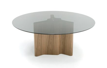 Kaye - Modern Walnut + Glass 71" Round Dining Table - image 2