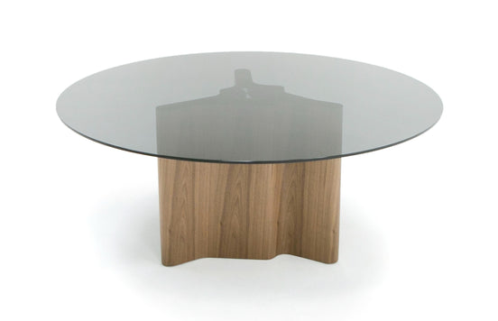 Kaye - Modern Walnut + Glass 71" Round Dining Table - image 2