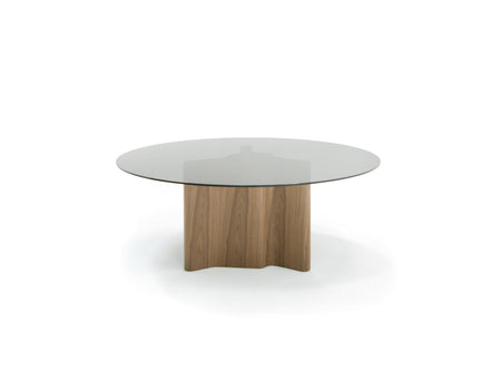 Kaye - Modern Walnut + Glass 71" Round Dining Table - image 3