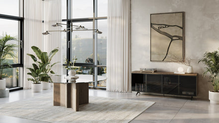 Kaye - Modern Walnut + Glass 71" Round Dining Table - image 5