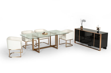 Keaton Modern Glass & Brass Dining Table - image 3