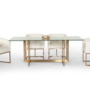 Keaton Modern Glass & Brass Dining Table - image 2
