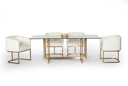 Keaton Modern Glass & Brass Dining Table - image 2
