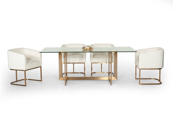 Keaton Modern Glass & Brass Dining Table - image 2