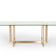 Keaton Modern Glass & Brass Dining Table - image 5