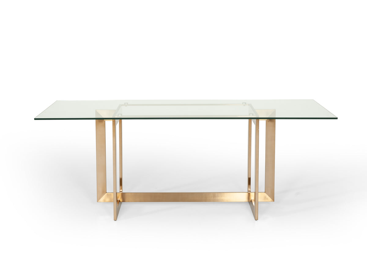 Keaton Modern Glass & Brass Dining Table - image 5