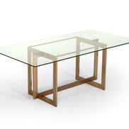 Keaton Modern Glass & Brass Dining Table