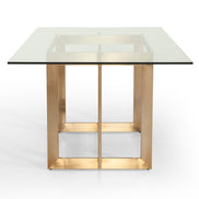 Keaton Modern Glass & Brass Dining Table - image 4