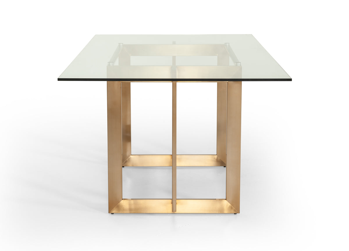 Keaton Modern Glass & Brass Dining Table - image 4