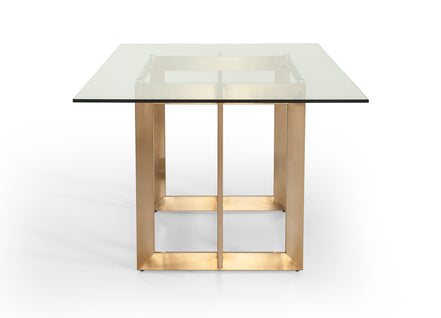 Keaton Modern Glass & Brass Dining Table - image 4