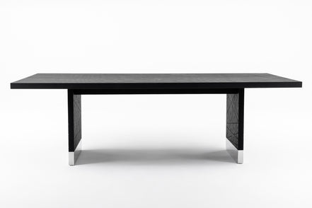 Kenda - Modern Black Ash + Stainless Steel Dining Table