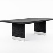 Kenda - Modern Black Ash + Stainless Steel Dining Table - image 2